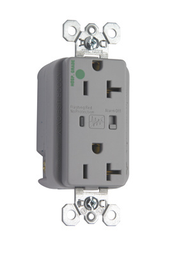 Pass & Seymour 8300-GRYSP Hospital Grade Surge Protective Duplex Receptacle, Back & Side Wire, 20A 125V - Gray