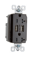 Product image for Pass & Seymour TR-5362USBBK Fed Spec Grade USB Charger with Tamper Resistant Black 20 Amp Duplex Receptacles