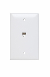 Pass & Seymour TPTE1-W Single Gang Opening Modular Four Conductor Telephone Jack With Wall Plate, White