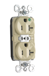 Product image for Pass & Seymour PTTR8300-I PlugTail 20 Amp 125 Volt Ivory Tamper Resistant Hospital Grade Duplex Receptacle