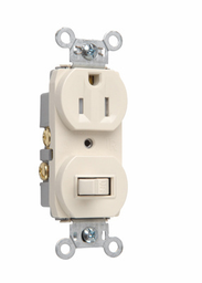 Pass & Seymour 691-TRLA 15 Amp 120/125 VAC NEMA 5-15R Light Almond Tamper-Resistant Combination 1-Pole Switch/Single Receptacle