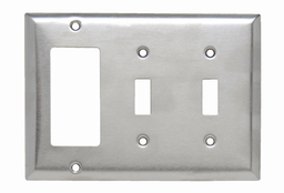 Pass & Seymour SS226 Smooth Metal Wall Plate 2-Gang Toggle 1-Gang Decorator 302/304 Stainless Steel