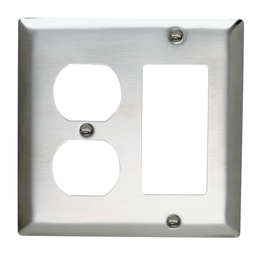 Pass & Seymour SS826 2Gang Wall Plate, Duplex / Decorator, Standard - 302/304 Stainless Steel
