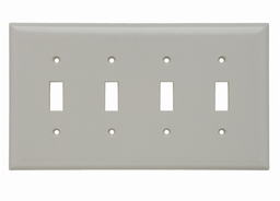 Pass & Seymour SPJ4-LA 4-Gang 4-Toggle Light Almond Smooth Thermoset Plastic Junior-Jumbo Wallplate