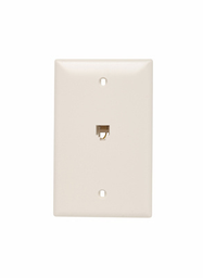 Pass & Seymour TPTE1-LA Single Gang Opening Modular Four Conductor Telephone Jack With Wall Plate, Light Almond