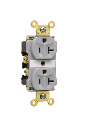 Pass & Seymour 5362-AGRY Industrial Extra Heavy-Duty Spec Grade Duplex Receptacle, Back & Side Wire, 20A 125V Gray