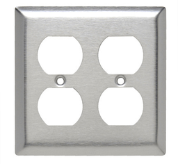 Pass & Seymour SL82 Smooth Metal Wall Plate 2Gang Duplex 430 Stainless Steel