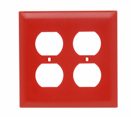 Pass & Seymour TP82-RED 2Gang Wall Plate, Duplex Receptacle, Nylon, Standard - Red