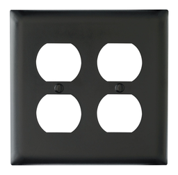 Pass & Seymour TP82-BK 2Gang Wall Plate, Duplex Receptacle, Nylon, Standard - Black