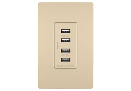 Pass & Seymour TM8USB4-ICC6 125 Volt 5 VDC 4.2 Amp 4-Port 1.693 x 1.33 x 3.281 Inch Ivory Decorator Quad USB Charger