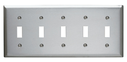 Pass & Seymour SS5 5Gang Wall Plate, Toggle, Standard - 302/304 Stainless Steel