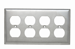 Pass & Seymour SS83 4Gang Wall Plate, Duplex Receptacle, Standard - 302/304 Stainless Steel