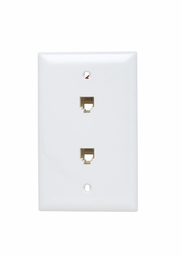 Pass & Seymour TPTE2-W Single Gang, Two Modular Four Conductor Rj11 Telephone Jacks With Wall Plate, White