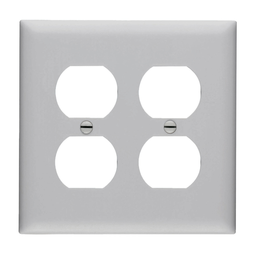 Pass & Seymour TP82-GRY 2Gang Wall Plate, Duplex Receptacle, Nylon, Standard - Gray