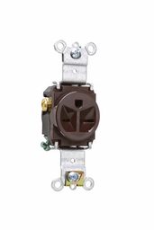 Pass & Seymour 5671 Single Receptacle, HD Spec Grade, 15A 250V, Back & Side Wired - Brown