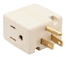 PASS 1482ICC10 15A/125V CUBE TAP ADAPTER 2 POLE 3WIRE IVORY