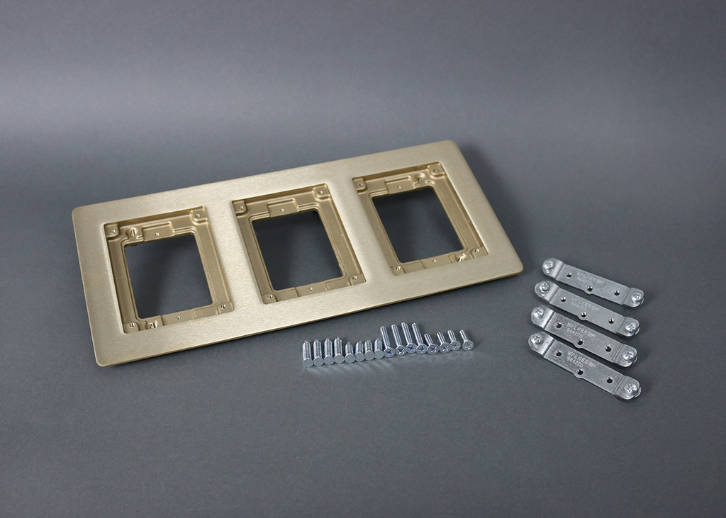 Mayer-DDS-Omnibox® Triple Gang Rectangular Brass Carpet/Tile Flange-1