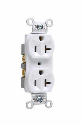 Mayer-DDS-20A 125V Commercial Spec-Grade Duplex Receptacle, Side Wire, White-1