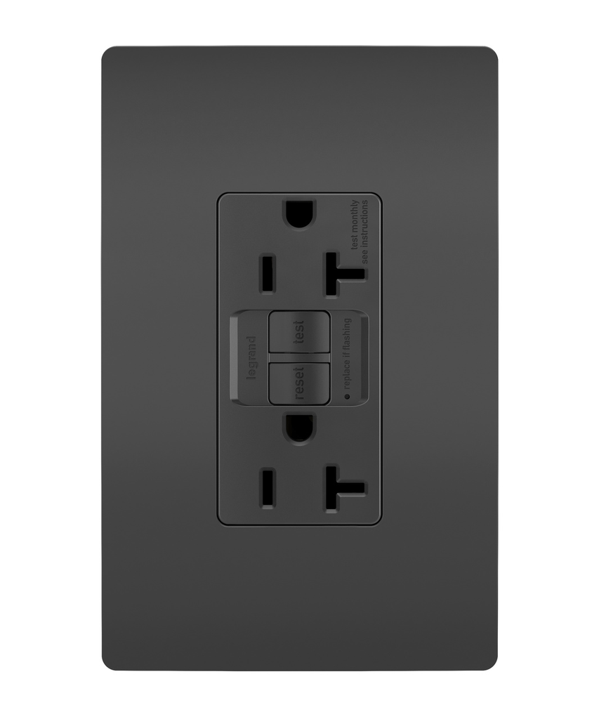 Mayer-DDS-radiant® Tamper-Resistant 20A Duplex Self-Test GFCI Receptacle with SafeLock® Protection, Black-1