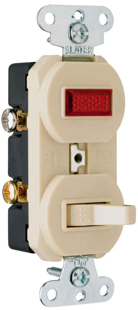 Mayer-DDS-Single-Pole Combination Switch and Pilot Light, Ivory-1