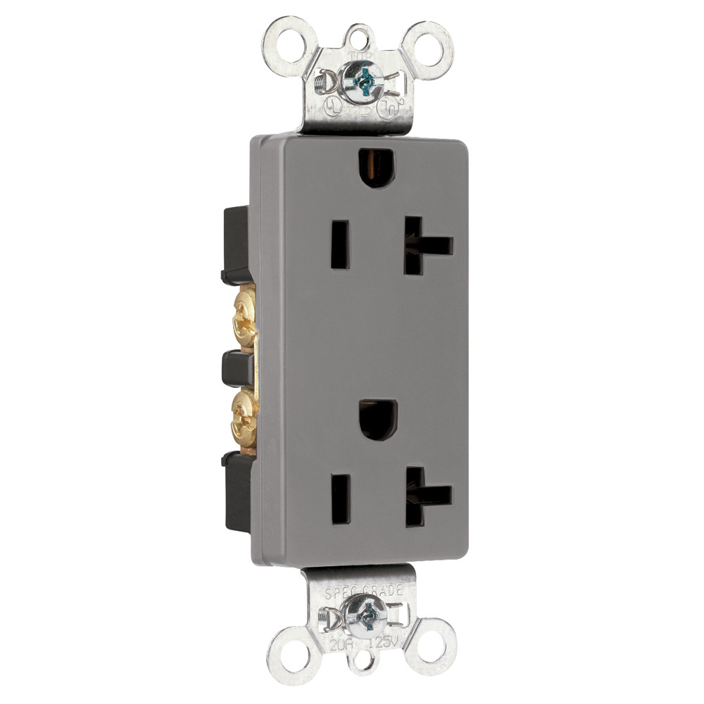 Mayer-DDS-20A 125V Heavy Duty Specification Grade Decorator Duplex Receptacle, Gray-1
