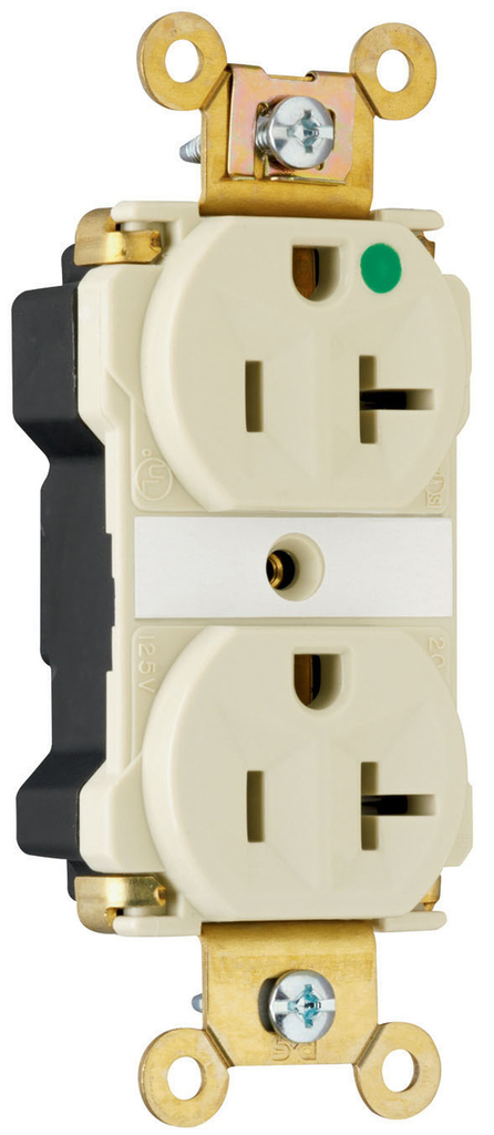 Mayer-DDS-PlugTail® 20A 125V Extra Heavy Duty Hospital-Grade Duplex Receptacle, Gray-1