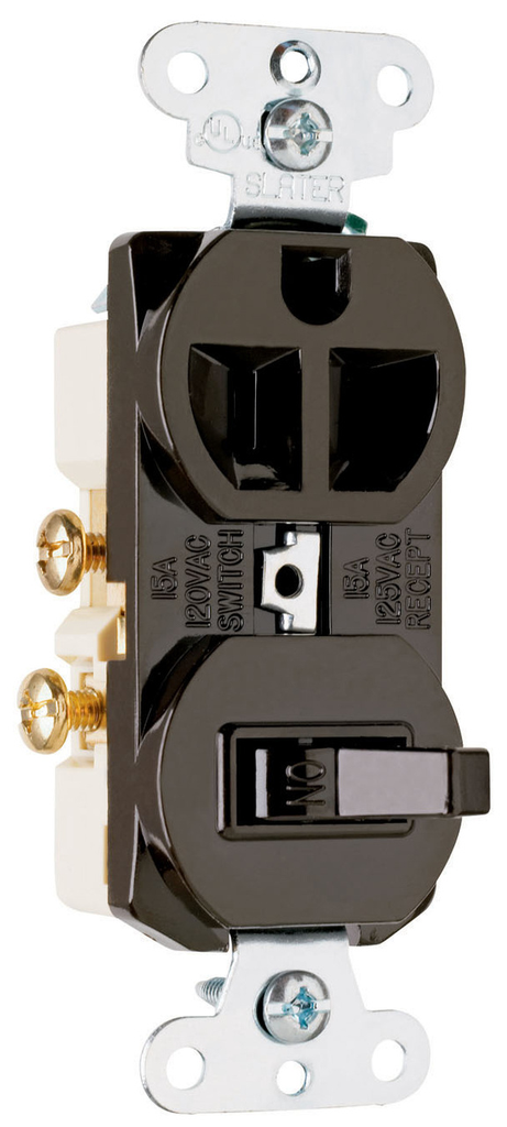 Mayer-DDS-15A 120V/125V Combination Single-Pole Toggle Switch and Single Receptacle, Brown-1