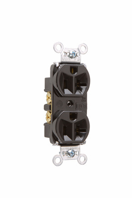 Mayer-DDS-20A 125V Hard Use Spec-Grade Duplex Receptacle, Back and Side Wire, Brown-1