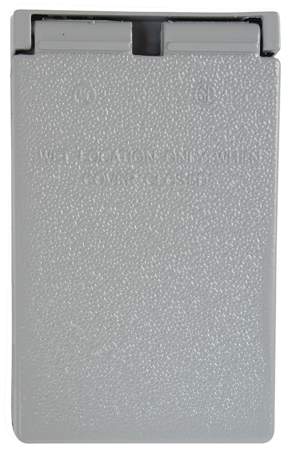 Mayer-DDS-Cast Weatherproof Cover Duplex Receptacle Vertical, 5 Screw Mounting, Gray-1