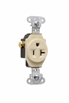 Mayer-DDS-20A 125V Heavy Duty Spec-Grade Single Receptacle, Side Wire, Ivory-1