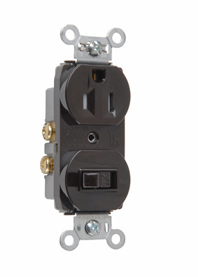 Mayer-DDS-15A 120V/125V Combination Single-Pole Toggle Switch and Tamper-Resistant Single Receptacle, Brown-1