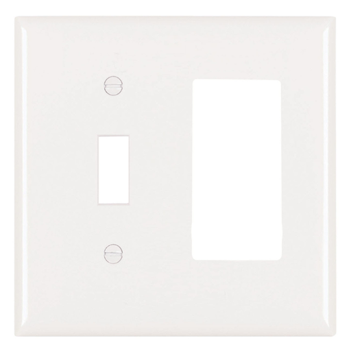 Product image for Pass & Seymour TP126-W 2Gang Wall Plate, Toggle / Decorator, Nylon, Standard - White