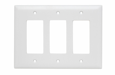 Product image for Pass & Seymour TPJ263-W 3Gang Wall Plate, Decorator, Nylon, Jumbo - White
