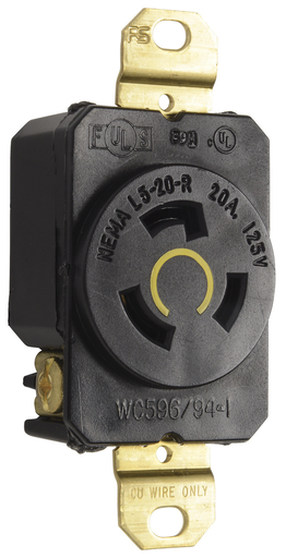 Mayer-DDS-20A 125V NEMA L520 Single Receptacle, 2-Pole 3-Wire, Black-1