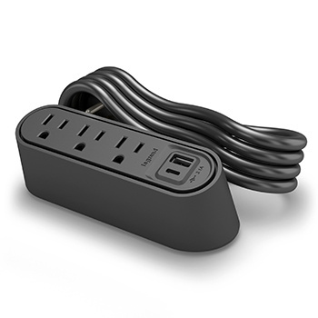 Mayer-DDS-Desktop Power Center Slim, 3 Outlets, USB A/C, Black, 6ft Cord-1
