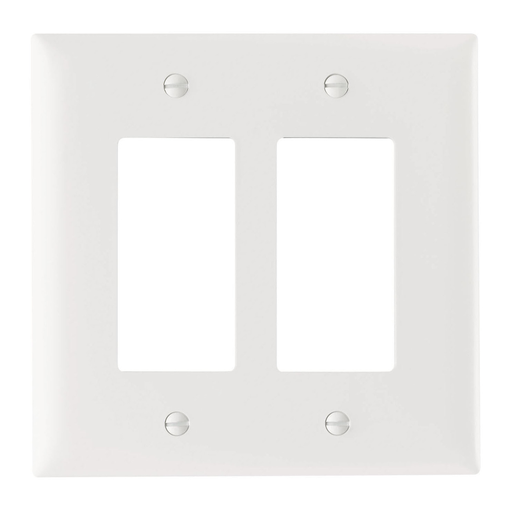Product image for Pass & Seymour TPJ262-W 2Gang Wall Plate, Decorator, Nylon, Jumbo - White