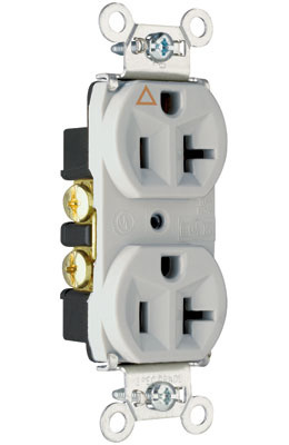 Product image for Pass & Seymour IG5362-GRY Isolated Ground Heavy-Duty Spec Grade Duplex Receptacle, Back & Side Wire, 20A 125V - Gray