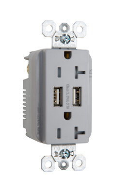 Mayer-DDS-3.1A Spec Grade USB Outlet, Type A, 20A, Tamper-Resistant, Gray-1