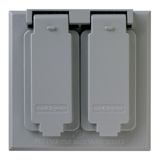 Mayer-DDS-2-Gang Cast Weatherproof Cover, 2 Duplex Receptacles, Gray-1
