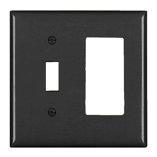 Mayer-DDS-Combination Openings, 1 Toggle Switch and 1 Decorator, Two Gang, Black-1