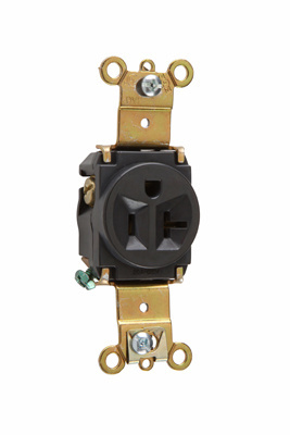 Product image for Pass & Seymour 5361-BK Single Receptacle, HD Spec Grade, 20A 125V, Back & Side Wired - Black