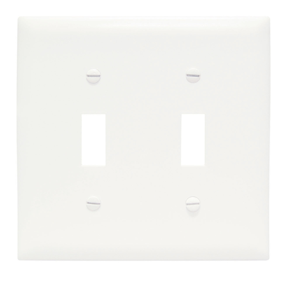 Product image for Pass & Seymour TPJ2-W 2Gang Wall Plate, Toggle Switch, Nylon, Jumbo - White