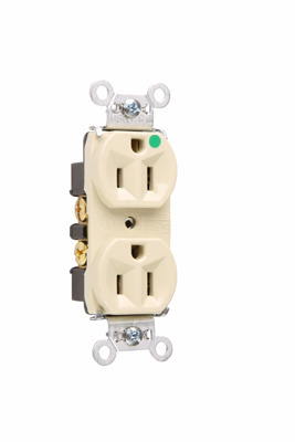 Mayer-DDS-15A 125V Heavy Duty Hospital-Grade Compact Duplex Receptacle, Back and Side Wire, Ivory-1