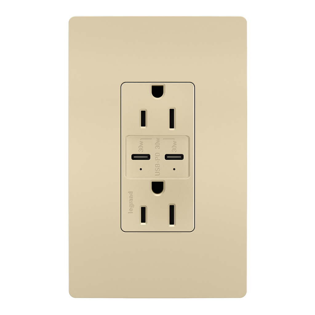 Mayer-DDS-radiant® 30W USB Outlet, Type C, 15A, Tamper-Resistant, Ivory-1