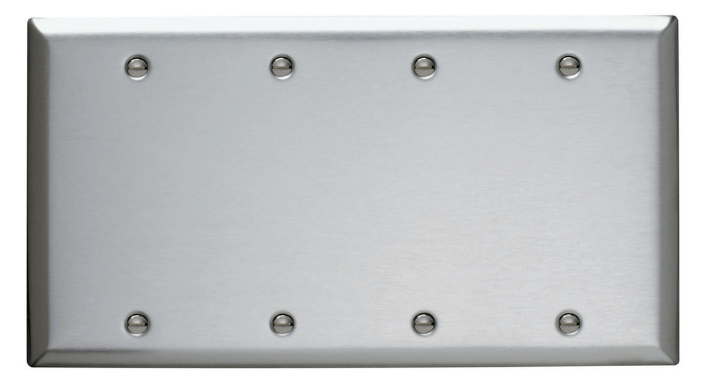 Mayer-DDS-4-Gang 302/304 Stainless Steel Wall Plate, Blank, Box Mounted-1