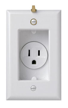 Mayer-DDS-15A 125V Clock Hanger Recessed Single Receptacle with Smooth Wall Plate, White-1