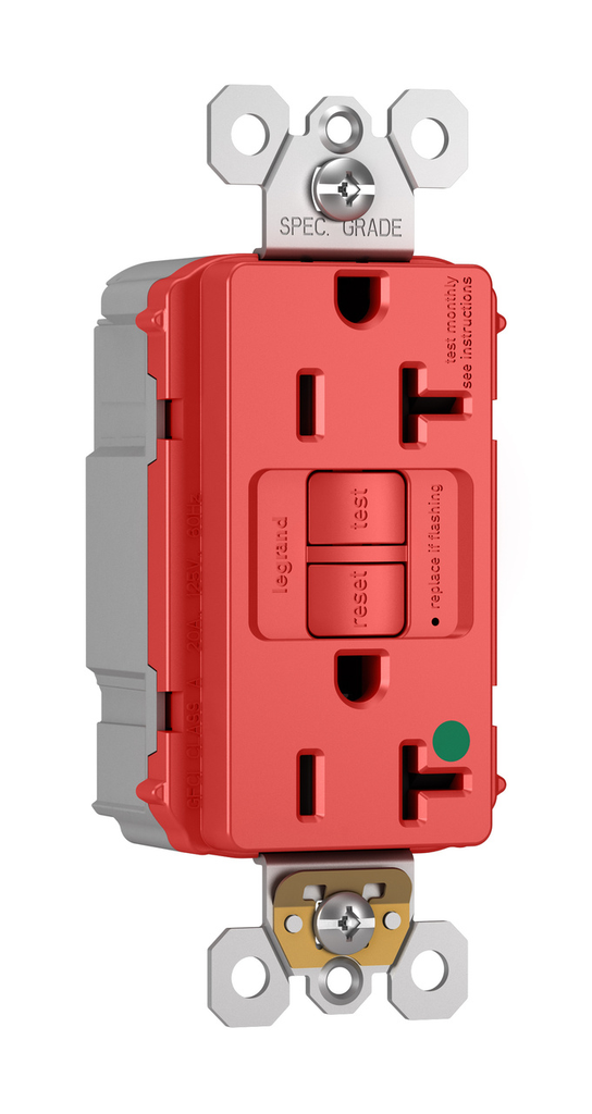 Mayer-DDS-PlugTail® Hospital Grade 20A Duplex Self-Test GFCI Receptacles with SafeLock® Protection, Red-1