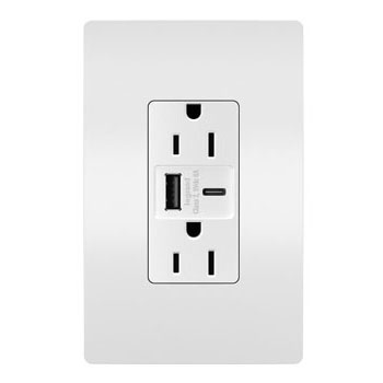 Mayer-DDS-radiant® 15W USB Outlet, Type A/C, 15A, Tamper-Resistant, White-1