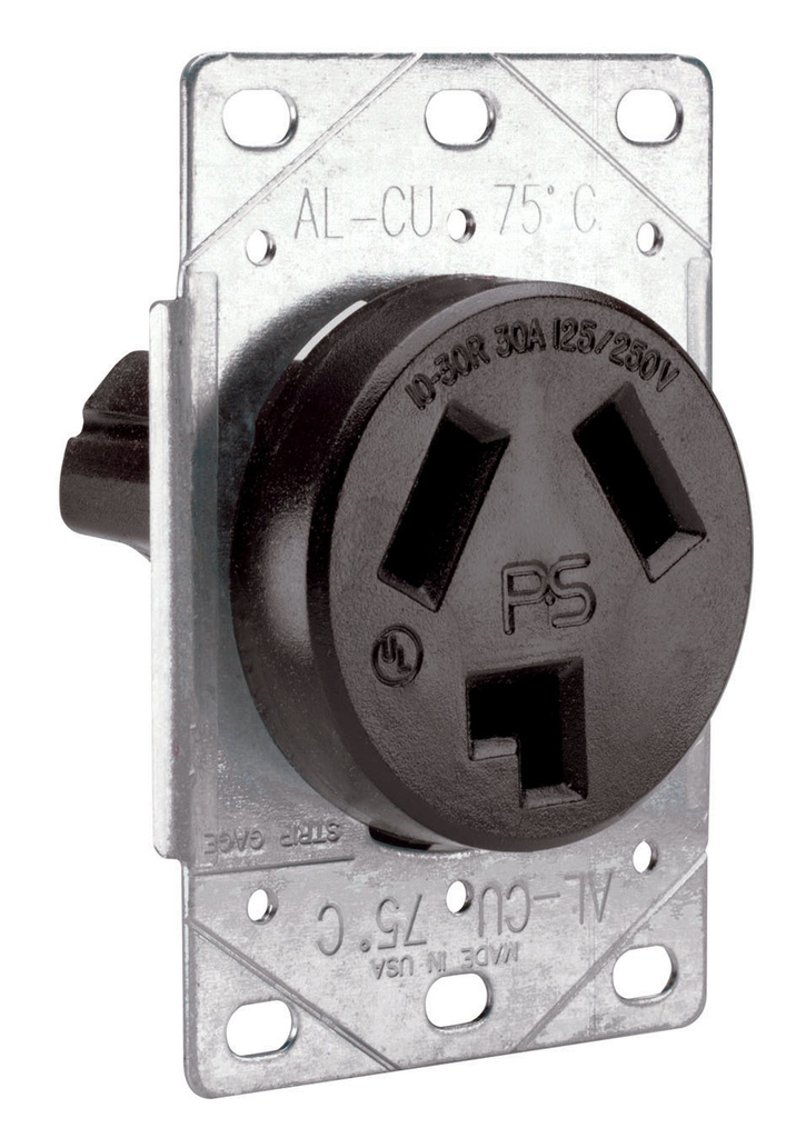 Mayer-DDS-30A 125/250V 10-30R Straight Blade Single Flush Receptacle, 3-Pole, 3-Wire-1