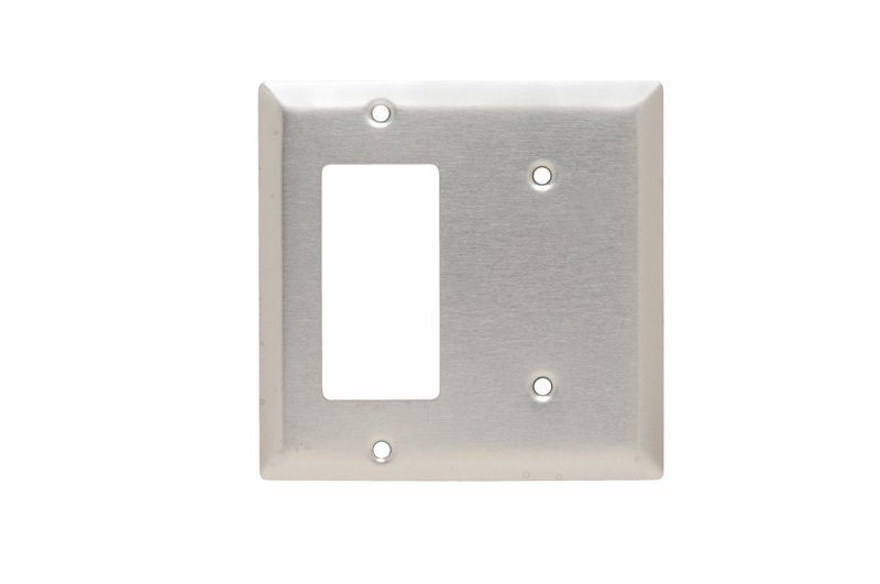 Mayer-DDS-2-Gang 302/304 Stainless Steel Wall Plate, 1 Blank and 1 Decorator-1